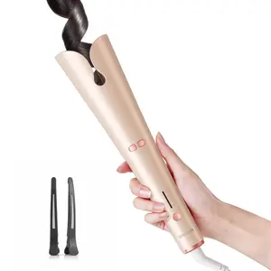 BABONIR Automatic Curling Iron 1.25'' Rotating Anti-Scald-Tangle 500 Million Ionic Dual Voltage Lightweight Travel Hair Curler Pink Styling Tool Gift