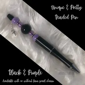 Black & Purple - Beaded Pen