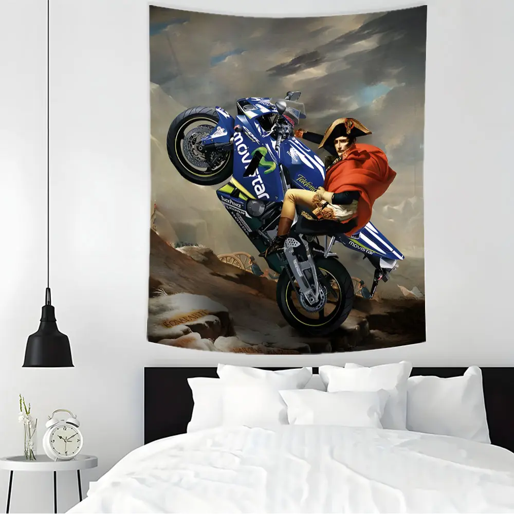 Fun Napoleon Motorcycle Large Tapestry, Decorative Tapestry, Home Decoration, Multi-Size Polyester Fabric Wall Decor, Easy Clean and Maintainable, Soft and Durable Material Suitable for Living rooms, Parties Great Gift for Friend and Family