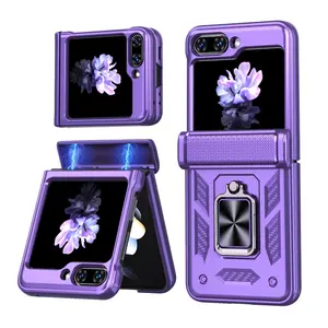 360 Degree Rotatable Ring Holder Shockproof Phone Case, Fashion Phone Protective Cover, Phone Accessories Compatible with Samsung Galaxy Z Flip 6/Z Flip 5, Casing