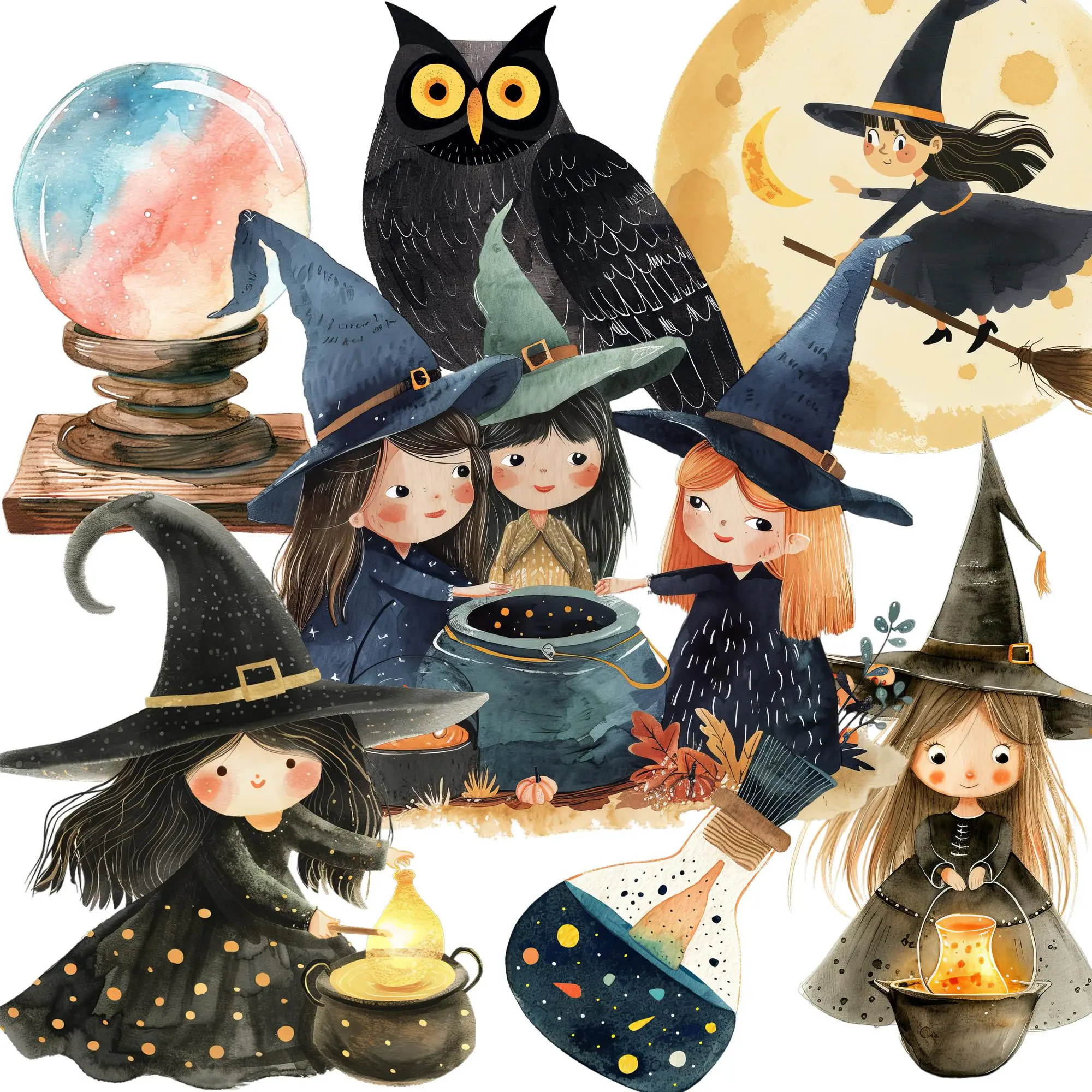 Witch Themed Sticker, 90pcs/set Self-adhesive Decorative Sticker, DIY Decorative Sticker for Scrapbooking, Journaling, Gift Wrapping, Craft, Art Stickers