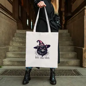 100% That Witch Cotton Canvas Tote Bag -