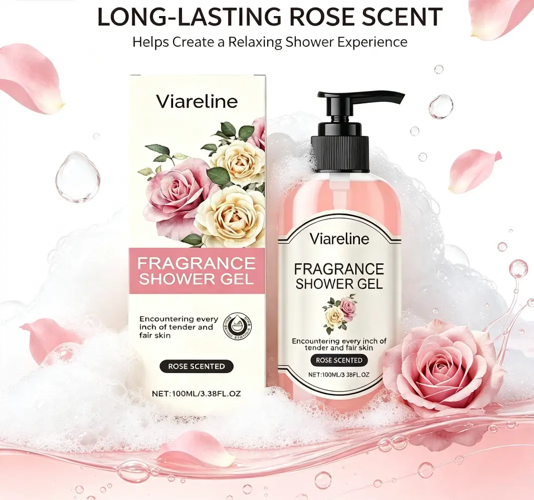 Scented Rose Fragrance Shower Gel - Stress Reliever, Refreshing Body Cleanser with Kojic Turmeric - Moisturizes, Repairs Dry Skin for Ladies, Suitable for All Types Skin