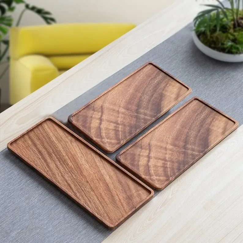 Set Beech Wood Plate Tray Dish Dessert