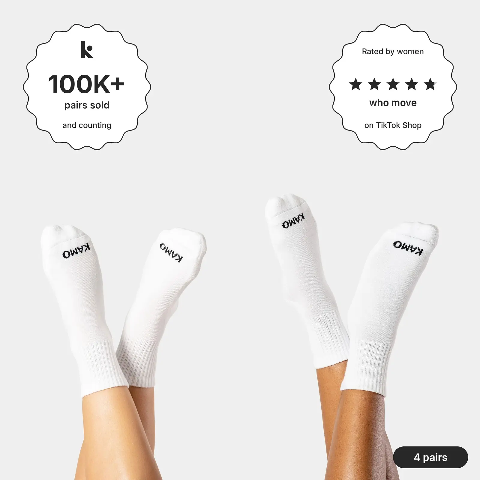 Women's Kamo Fitness The Daily Pack Athletic Ankle Socks - All-Cotton, Ribbed, Basic Everyday Mid-Calf Half Crew with Cushioned Sole, Seamless Toe, Size 5-9