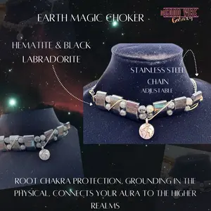 Hematite and Black Labradorite Choker Necklace jewelry women