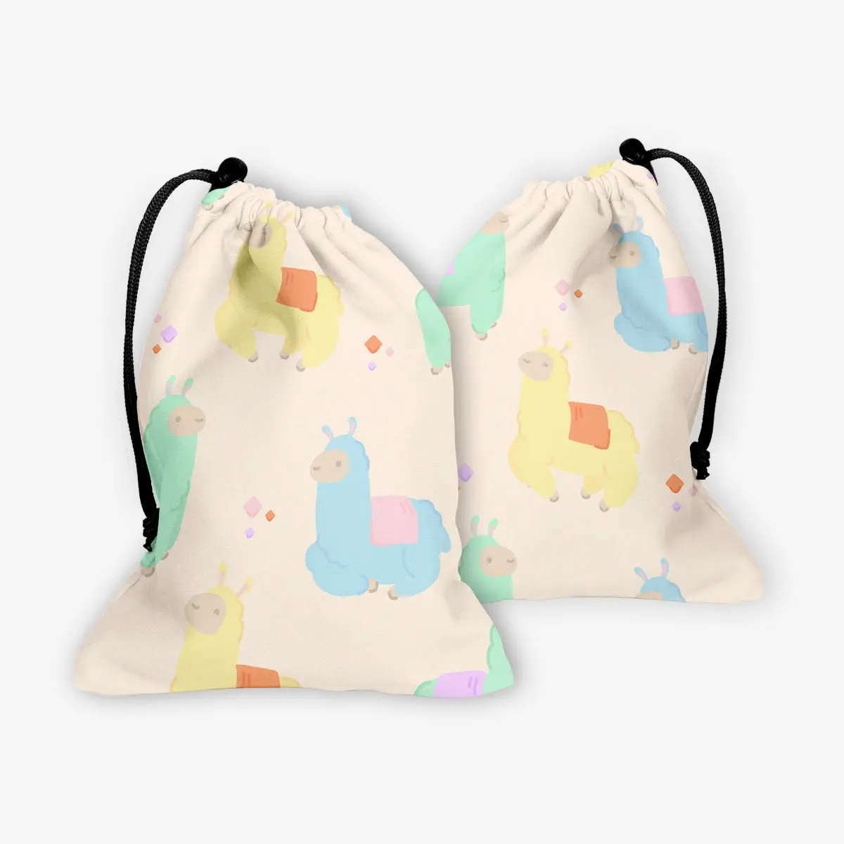 Cotton Candy Llamas Artwork Drawstring Dice Bag, Home Organiser Storage Tote, Travel Storage Solution