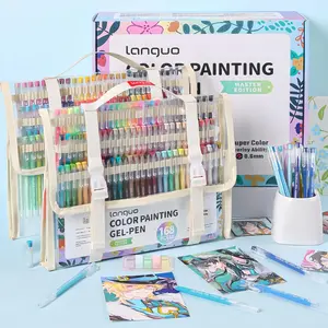 Drawing Gel Pen Set with Hand Organizer, 0.6mm Needle Tip Gel Pen, Large Capacity Ink Pens, Art Supplies for Diary, Card, DIY, Coloring, Doodling, Art School Supplies