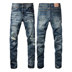 Jeans brand Jeans Men's Jeans Casual Comfort Holes Fashionable Straight Skinny Slim Fit Jeans, Ripped Stretch Jeans Denim Pants