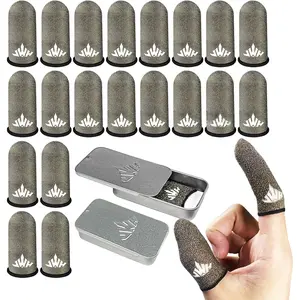 Ultra-Thin Pure  Fiber Gaming Finger Thumb Sleeve, Light Breathable, Silky Sensitivity,20 Pack Guantes para Dedos Gamer,with 2 count Storage Box,Dedales Gamer,for PUBG Gaming Cots Gloves
