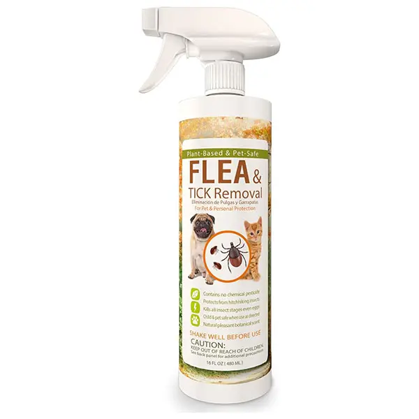 EcoVenger Flea & Tick Removal Spray 16oz for Dogs and Cats, Protects from Fleas, Mites, Ticks & Mosquitoes, eliminates+ Repels+ Housekeeping, Indoors/Outdoors, Plant-Based Formula Safe for Pets & Kids