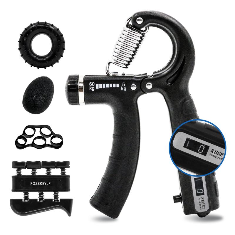 5 PCS Grip Strength Trainer Kit, Adjustable Hand Gripper with counter, Finger Exerciser, Grip Ring, Finger Stretchers, Stress Relief Ball for Rehab, Strength & Recovery finger grip strengthener big mama grip hand grip exerciser body workout adjustable