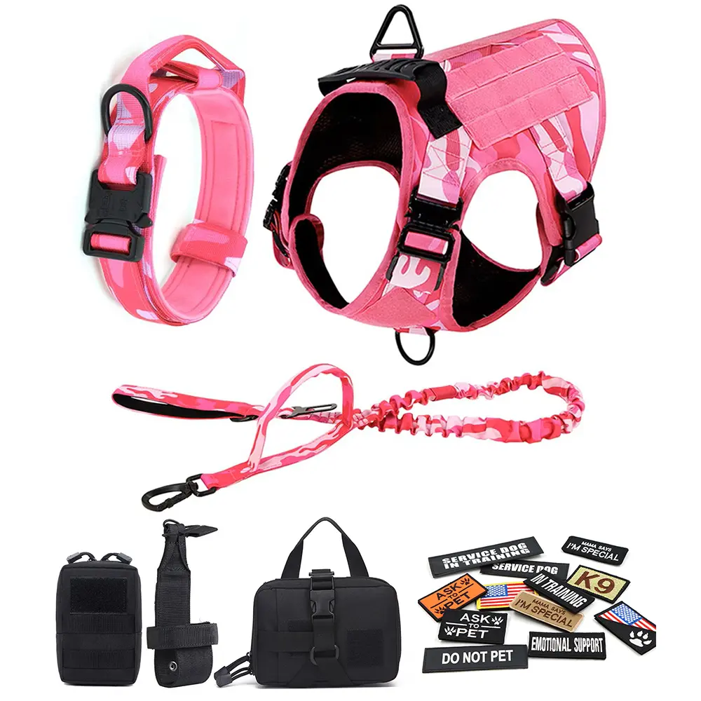 Harness & leash & collar & Pouches & 12pcs Patches