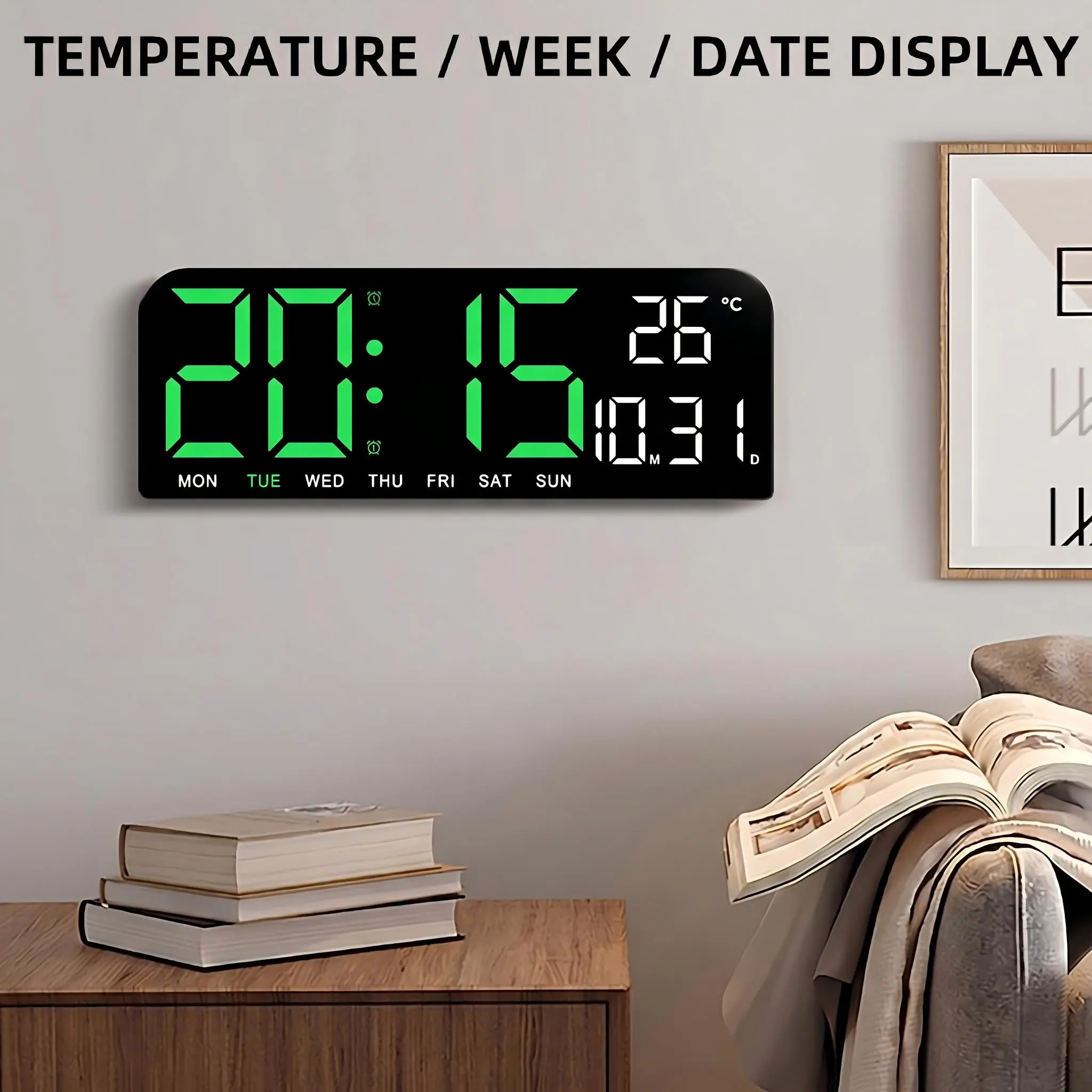 Timess 10-inch HD LED Wall Clock with Multi-Info Display, Dual Alarms, Count-Up/Down Timers, USB Powered, Hang or Place for Bedroom/Office/Nightstand Decor, Ideal Holiday/Birthday Gift,shop clock,new year new clock summerwins