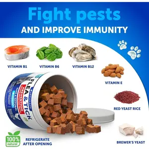 Flea Treatment for Cats Natural Flea and Tick Prevention Supplement for Cats Kittens Chewable Daily Oral Pills with Vitamins 135 Soft Chews Skin & Coat Dental treats Digestion