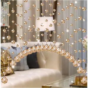 20 Strings  Beaded Curtain, Arched Door String Curtain,  Doorway Room Divider Suitable for , Coffee House, Bedroom, Restaurant. (Chamgagne)