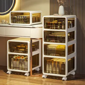 Multi-Scene Storage Star: Drawer Organizer for Bras/Socks/Underwear + Lidded Closet Underwear Organizer, Freestanding Durable Plastic Makeup Cabinet (Multiple Shelves & Drawers) | Bathroom Storage Cabinet (Easy to Maintain)