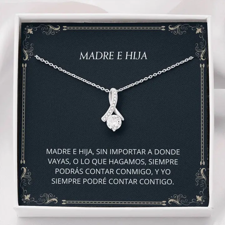 Madre e Hija Pendant Necklace, Gold Plated Love Knot with Cubic Zirconia, Sentimental Jewelry for Women, Mother Daughter Gift for Birthday or Anniversary