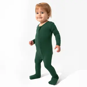 Pine Green Bamboo Convertible Footie Bodysuit