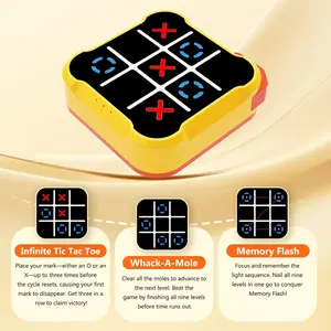 4-in-1 electronic tic-tac-toe game, portable digital Tic-tac-toe quick4attack game, children's road trip activity, portable educational toy gifts suitable for both children and adults