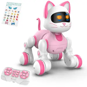 STEMTRON Programmable Remote Control Robot Cat for Kids Interactive Robotic Cat RC Robot with Touch Sensing, LED Eyes, Dance&Music