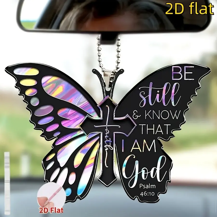 Elegant Butterfly Geometric Cross Design Cross Pendant Necklace, Durable Two-Dimensional Decoration Accessory, Ideal Gift for Valentine & Christmas