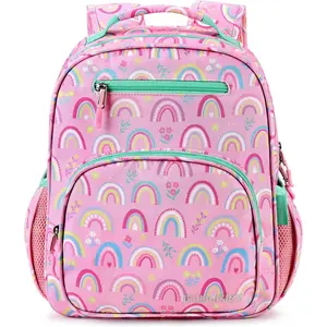 Girls Backpack for Ages 5-8, Lightweight Elementary School Bookbag for Girls, Rainbow Pink