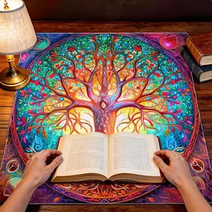 Fantasy Multicolor Life Tree Mandala Print Party Tablecloth, Card Mat, Furniture Protector, Coffee Table Cover, Home Decor, Ritual Items