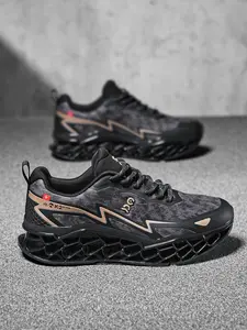 New Breathable Knit Mesh Running Shoes, Sporty Tech Patchwork Sneakers, Hollow Out Thick Sole, Shock Absorption, Anti-Slip, Durable, Athletic Running Shoes
