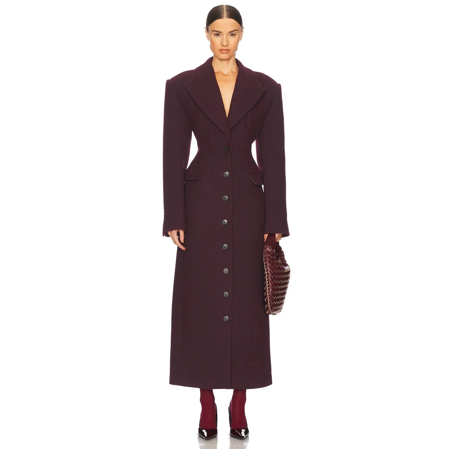 Helsa Italian Wool Blend Topcoat in Burgundy