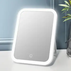 LED Makeup Mirror, Lighted Mirror, Portable Standing Folding Vanity Mirror, 5X Compact Cosmetics Mirror, Makeup Tool for Women