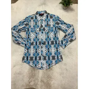 Men's Rock and roll B58 RRD Long sleeve 2 pkt aztec snap Turquoise