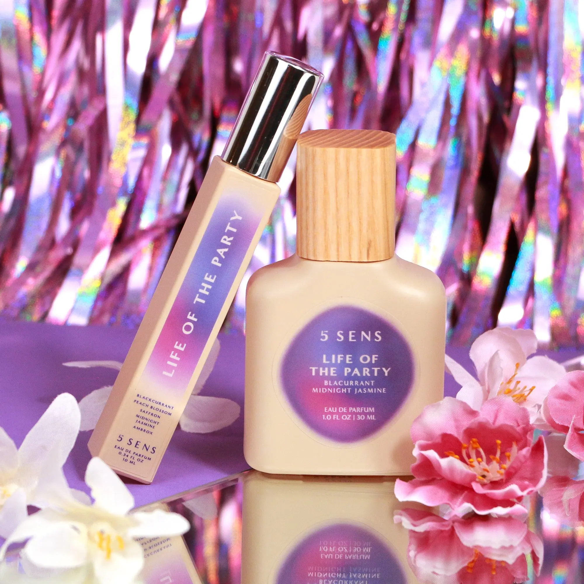 5 SENS Life of the Party Eau de Parfum Set 30mL + 10mL | Blackcurrant Saffron Midnight Jasmine | Confidence Perfume | Clean Vegan