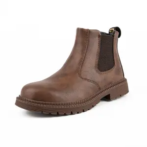 Men's Steel Toe Work Boots Leather Waterproof Work Shoes Anti Slip Safety Shoes
