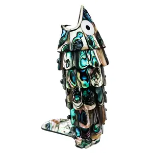 Los Castillo Mexican Silver Mosaic Abalone Shell Inlay Fish Bottle Opener