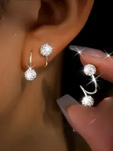 Pair of Women's Shambhala Earrings, 925 Silver, Screw Buckle S-bar, Suitable as Christmas Gifts for Friends, Suitable for Music Festivals and Theme Parties, Low Allergy