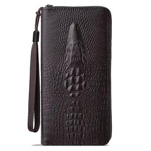Crocodile Embossed PU Leather Wallet Luxury Men's Clutch with RFID Protection Minimalist Bifold Large Capacity Slim Card Holder for Everyday Use Timeless Style Elegant Design Functional Clutch Perfect Gift