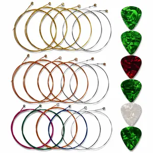 Acoustic Guitar String Bundle – 3 x 6-String Sets, Steel Alloy, Includes 6 Guitar Picks. Suitable for Practice or Stage.