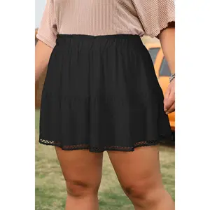 PLUS Black Frilled Boho Shorts