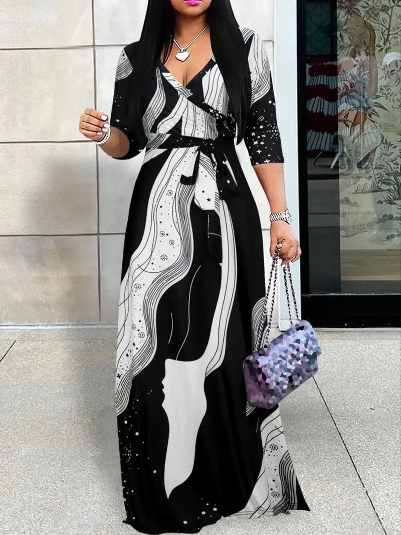 knee length dresses for ladies Callie Green Floral Long Sleeve Plus Size Wrap Dress - Fair Trade Dresses main image 0