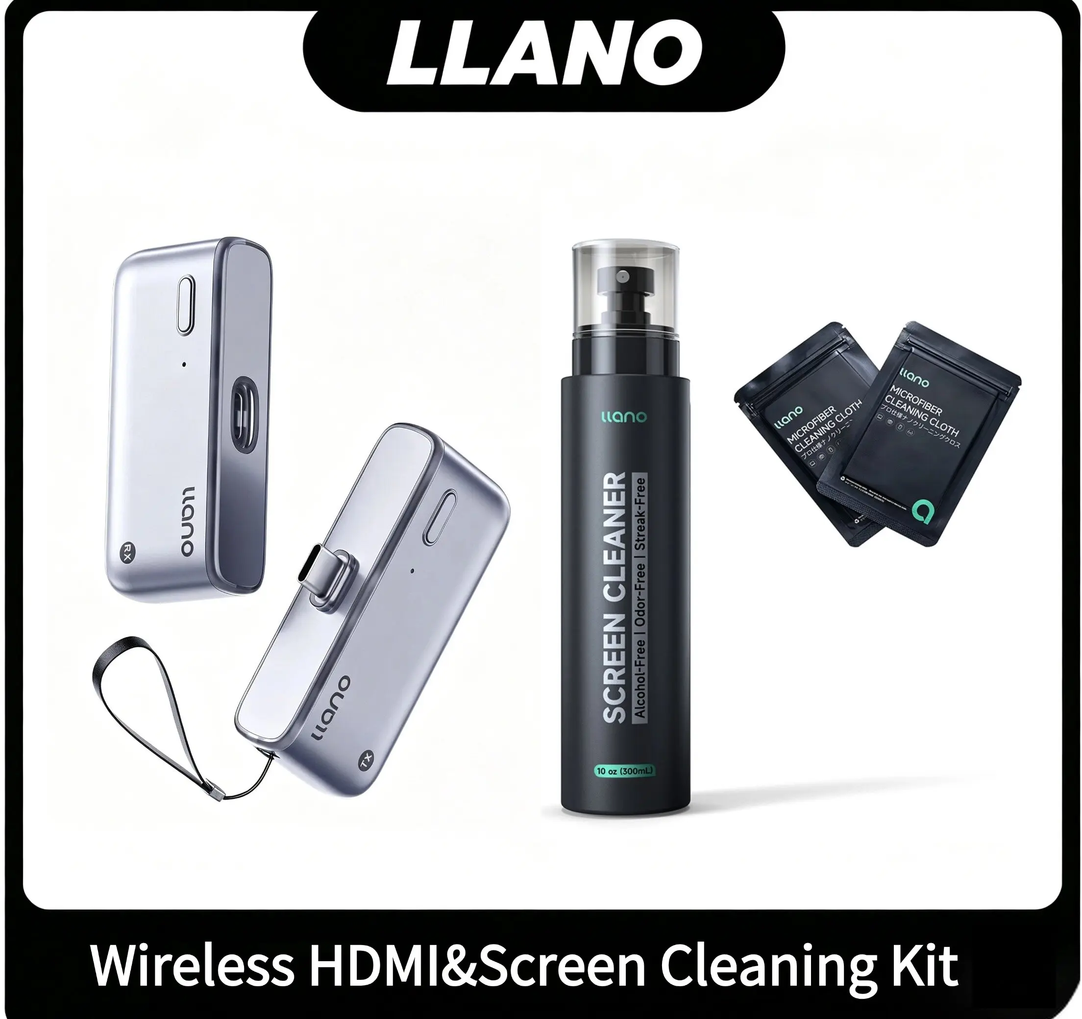 llano S850 Upgraded Type C Wireless HDMI Transmitter and Receiver&J30 Screen Cleaning Kit