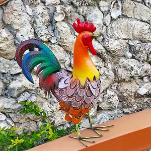 Beautiful Metal Rooster Statue, Lawn Sculpture for Porch, Yard Decor, Garden Ornament, Outdoor Decoration, Garden Sculptures Statues, 1pc