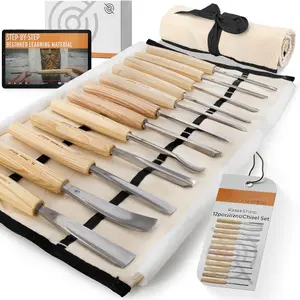 Set of 12 Chisels with Canvas Case |   Chisels with Razor  CR-V 60 Steel
