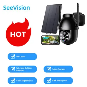 SeeVision Security Cameras Wireless Outdoor with Spotlight,  Solar Charged,IP66 Waterproof，Color Night Vision,PIr Motion Detection, 1080P HD Clear Picture。5000mAh Battery last six months, Two-Way Audio Siren Alert，1 Year Warranty