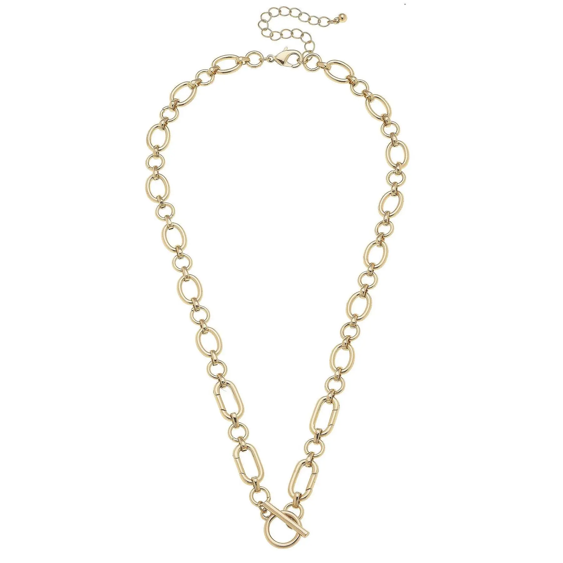 Sasha Toggle Front Charm Necklace Base in Shiny Gold