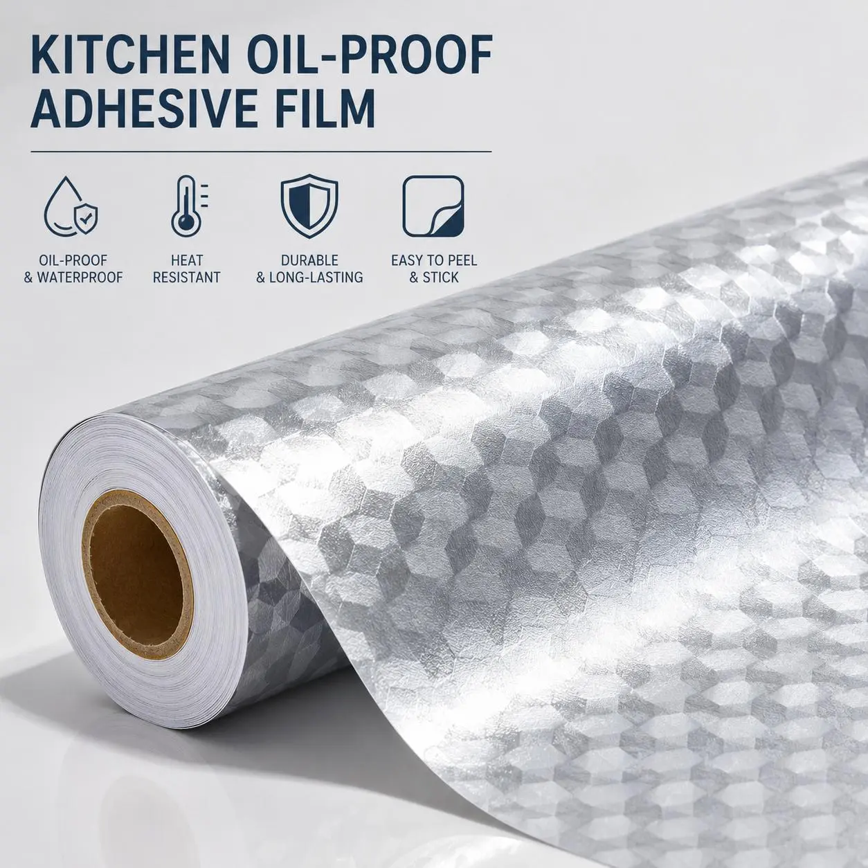 40cm x 3m Peel and Stick Metallic Wallpaper, Waterproof Contact Paper for Kitchen Makeovers, Cabinets, Countertops & Apartment Decor