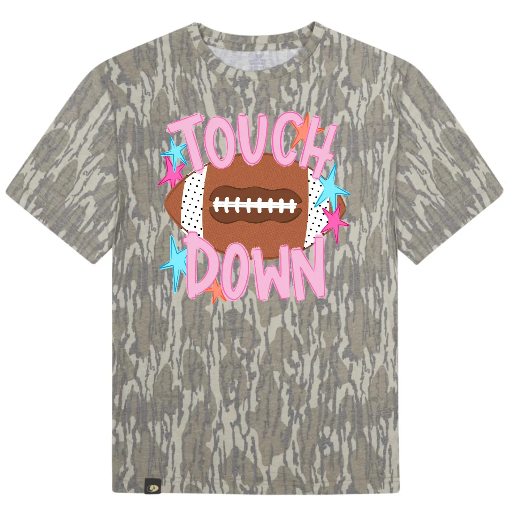 Touch Down Mossy Oak T-Shirt, Cute Camo Football Tee