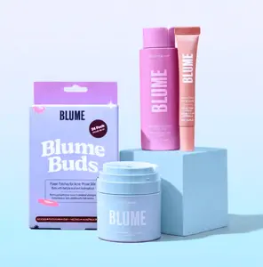 blume Fresh Face Edit Daydreamer, Meltdown Gel Cream, Superbalm in Vanilla Cream, and Blume Buds