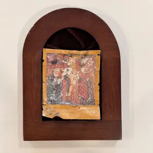 Folk Art-Polaroid of Mary in curved frame