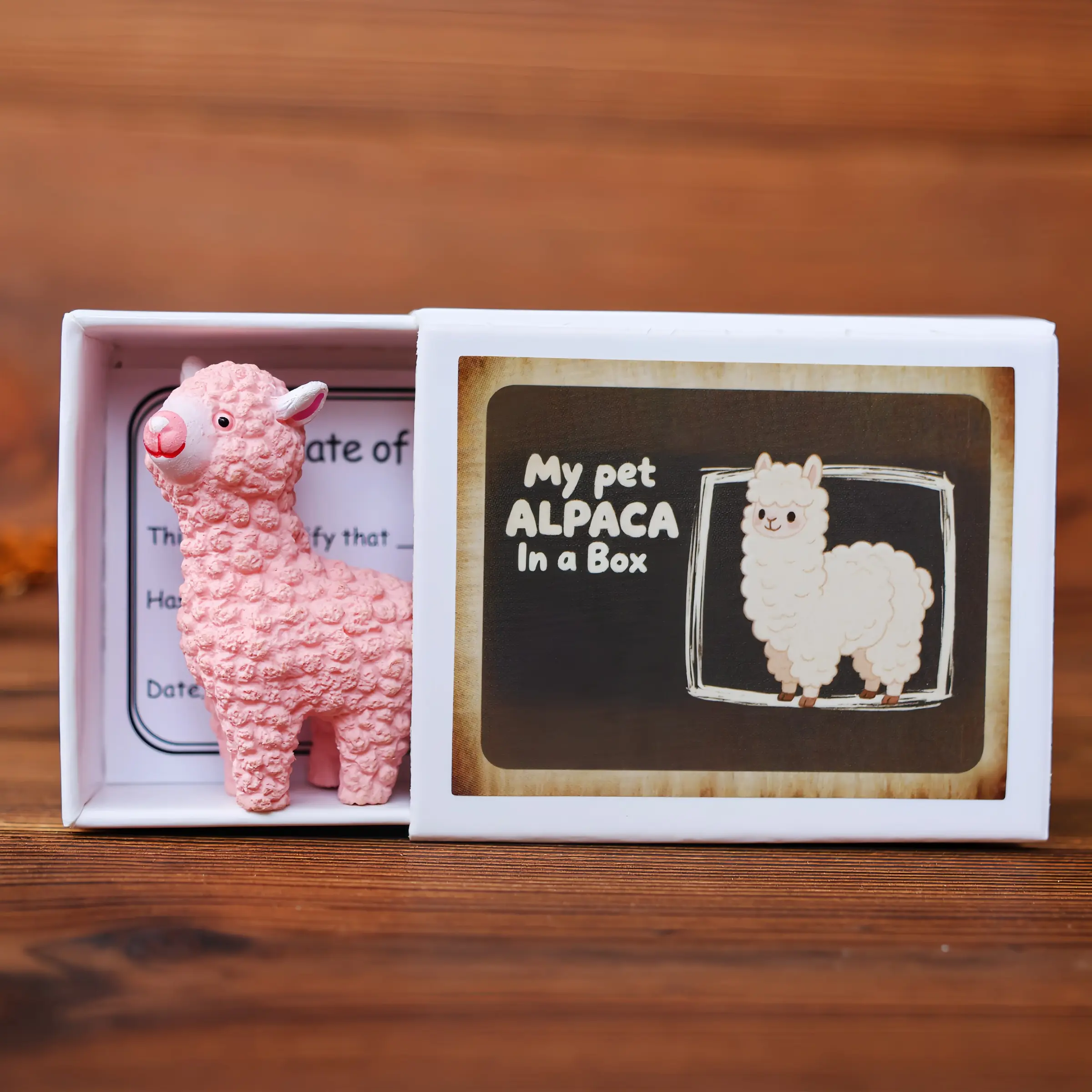 My Pet Alpaca Matchbox Gift Set, Fillable Adoption Certificate Card, Unique Surprise Gift for Family Friends, Perfect for Holidays Birthdays Weddings, Party Gifts
